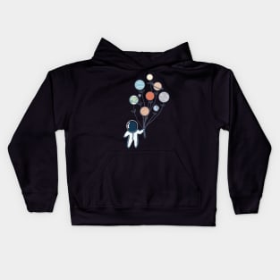 Cool Spaceman Astronaut in Outer Space With Planets Balloons Kids Hoodie